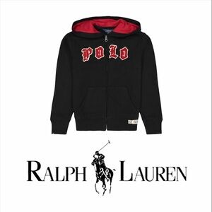 NWT Boys Polo Full Zip Hoodie, Black & Red